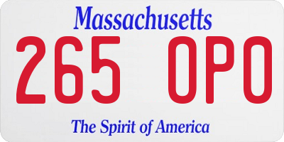 MA license plate 265OP0