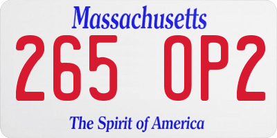MA license plate 265OP2