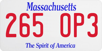 MA license plate 265OP3