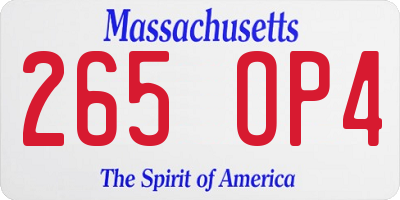 MA license plate 265OP4