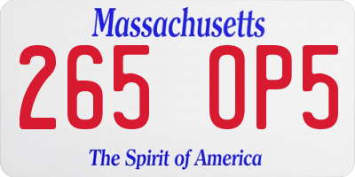MA license plate 265OP5