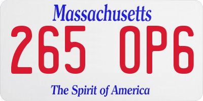 MA license plate 265OP6