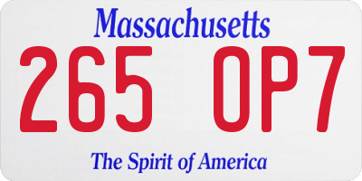 MA license plate 265OP7