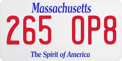 MA license plate 265OP8