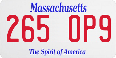 MA license plate 265OP9
