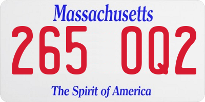 MA license plate 265OQ2