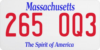 MA license plate 265OQ3