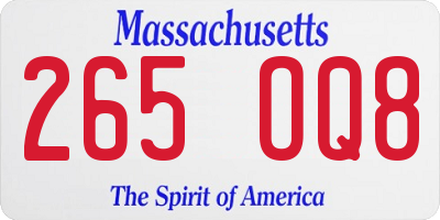 MA license plate 265OQ8