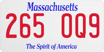 MA license plate 265OQ9