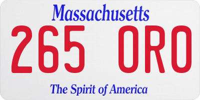 MA license plate 265OR0