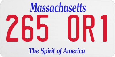 MA license plate 265OR1