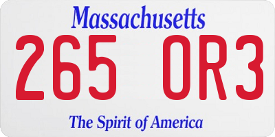 MA license plate 265OR3