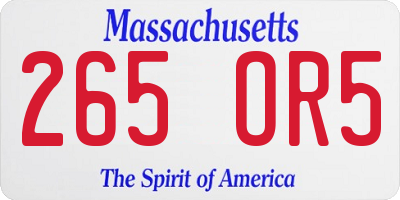 MA license plate 265OR5