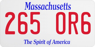 MA license plate 265OR6