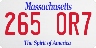 MA license plate 265OR7