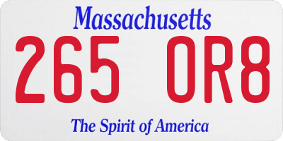 MA license plate 265OR8