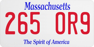 MA license plate 265OR9