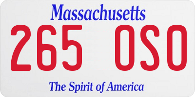 MA license plate 265OS0