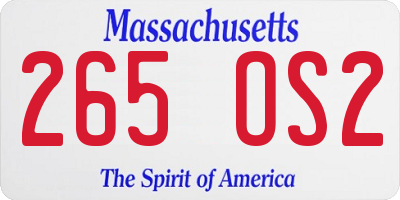 MA license plate 265OS2