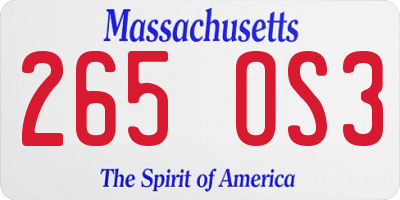 MA license plate 265OS3