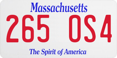 MA license plate 265OS4