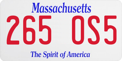 MA license plate 265OS5