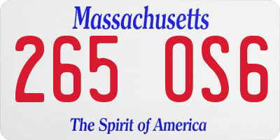 MA license plate 265OS6