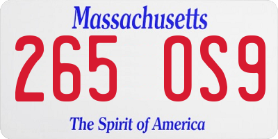 MA license plate 265OS9