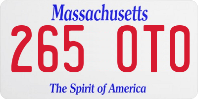 MA license plate 265OT0