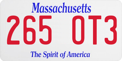 MA license plate 265OT3
