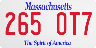 MA license plate 265OT7
