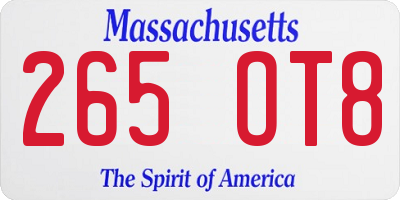 MA license plate 265OT8