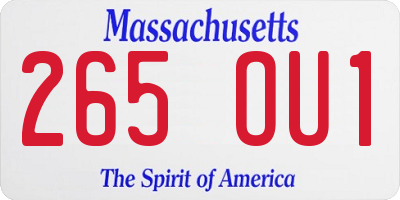 MA license plate 265OU1