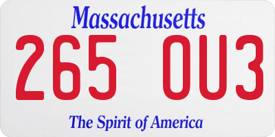 MA license plate 265OU3