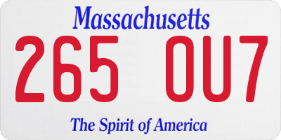MA license plate 265OU7