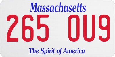 MA license plate 265OU9