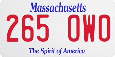 MA license plate 265OW0