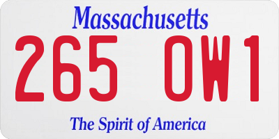 MA license plate 265OW1