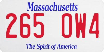 MA license plate 265OW4