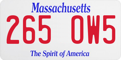 MA license plate 265OW5