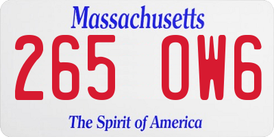 MA license plate 265OW6