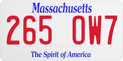 MA license plate 265OW7