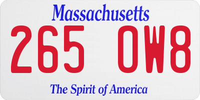 MA license plate 265OW8