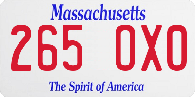 MA license plate 265OX0