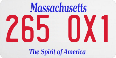 MA license plate 265OX1
