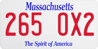 MA license plate 265OX2