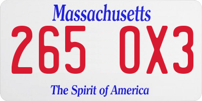 MA license plate 265OX3