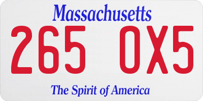 MA license plate 265OX5