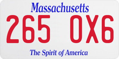MA license plate 265OX6
