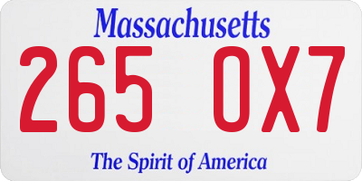 MA license plate 265OX7